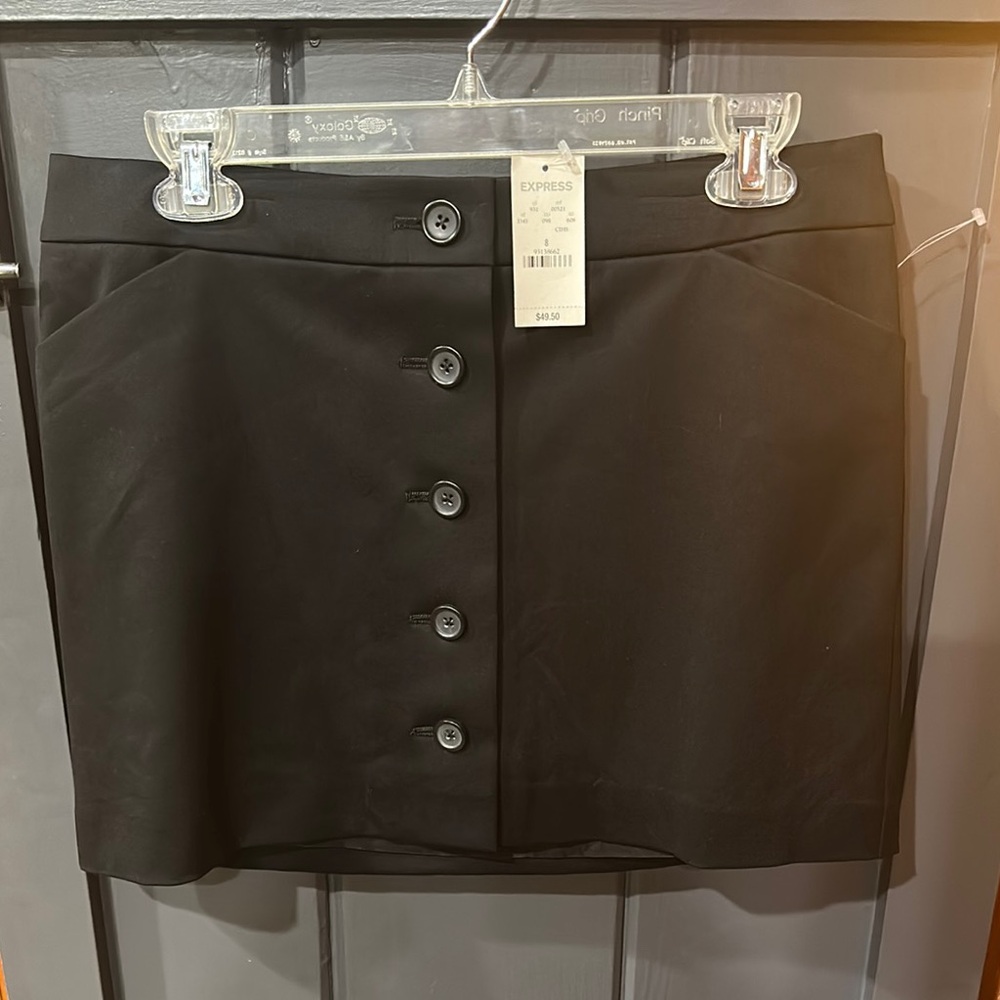 Express Black Button-Front Skirt
